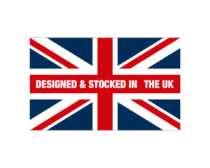 designed and stocked in the UK logo